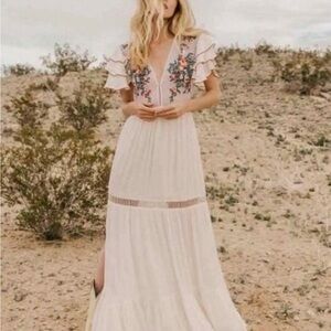 Cleobella Amery White Embroidered Maxi Dress XS